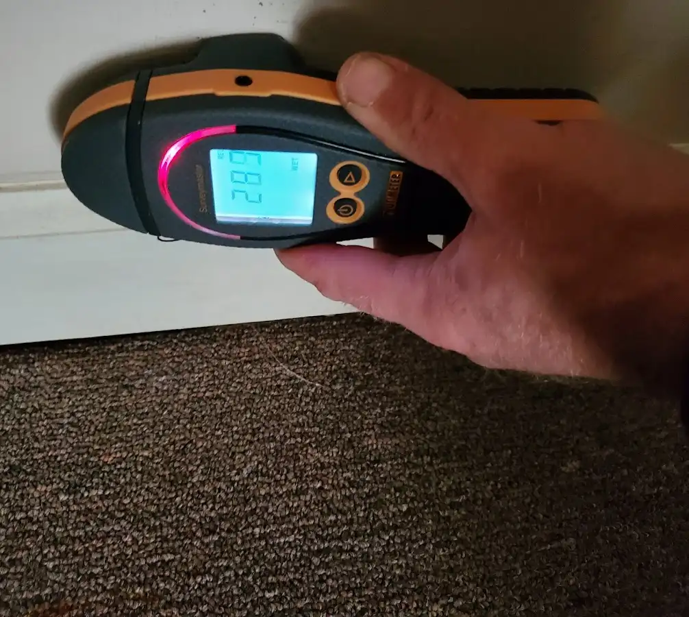 Moisture detection at baseboard during Sewage Cleanup & Sanitation in Dania Beach